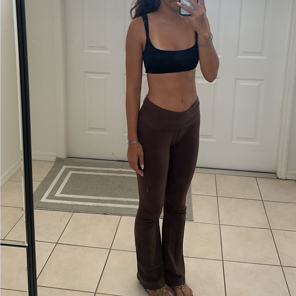 Brown flared cotton leggings